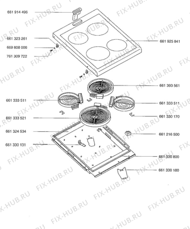 Взрыв-схема плиты (духовки) Aeg 5211V-D - Схема узла Hob 271