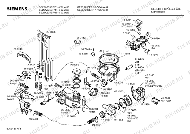 Взрыв-схема посудомоечной машины Siemens SE25A235EP - Схема узла 04
