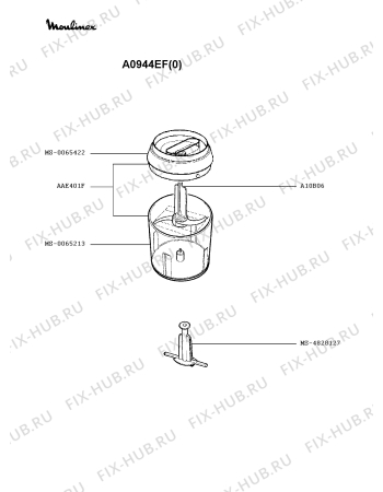 Взрыв-схема блендера (миксера) Moulinex A0944EF(0) - Схема узла 4P001116.4P2