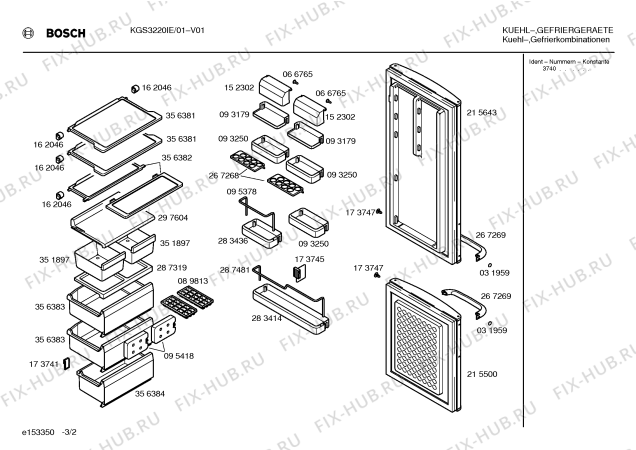 Взрыв-схема холодильника Bosch KGS3220IE - Схема узла 02