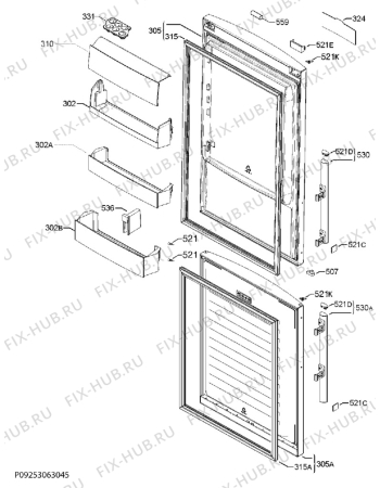 Взрыв-схема холодильника Electrolux EN3488MOB - Схема узла Door 003