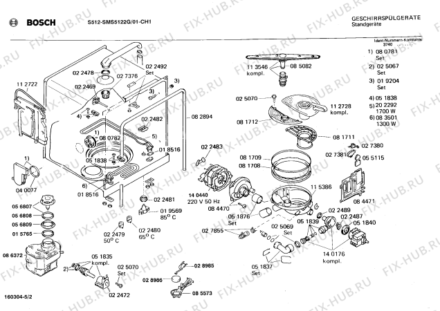 Взрыв-схема посудомоечной машины Bosch SMS5122G S512 - Схема узла 02