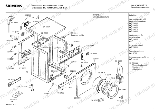 Схема №2 WM44900EU EXTRAKLASSE 449 с изображением Инструкция по эксплуатации для стиралки Siemens 00516173