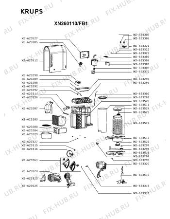 Схема №1 XN260140/FB1 с изображением Панель для электрокофеварки Krups MS-623517