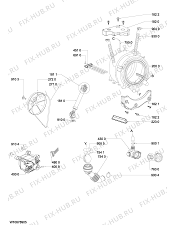 Схема №1 AWO/C 7328 с изображением Модуль (плата) для стиральной машины Whirlpool 481010579919