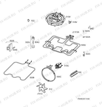 Взрыв-схема плиты (духовки) Electrolux EKC60257W - Схема узла Electrical equipment