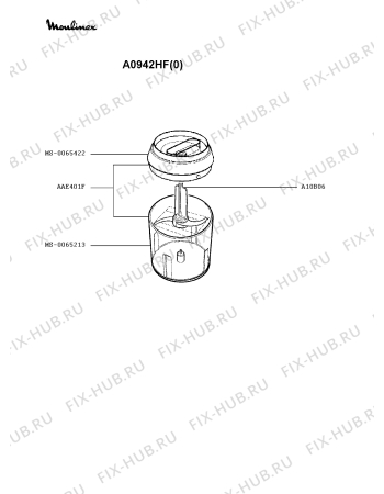 Взрыв-схема блендера (миксера) Moulinex A0942HF(0) - Схема узла 6P001102.2P2