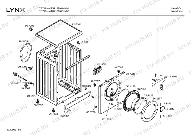 Схема №2 4TS718B TS718 с изображением Кабель для стиральной машины Bosch 00187411