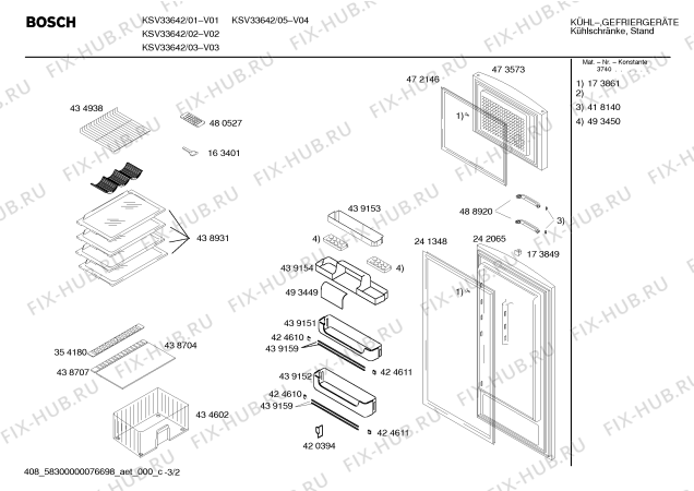 Взрыв-схема холодильника Bosch KSV33642 - Схема узла 02