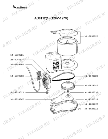 Взрыв-схема кухонного комбайна Moulinex AD8112(1) - Схема узла FP001308.3P2