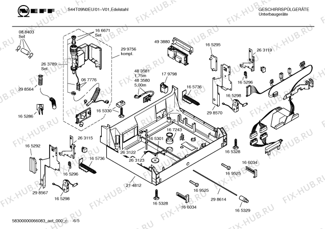 Взрыв-схема посудомоечной машины Neff S44T09N0EU - Схема узла 05