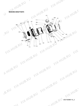 Схема №3 AWG/B M 6080 с изображением Обшивка для стиральной машины Whirlpool 482000019808