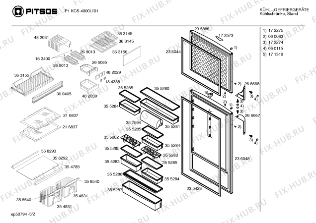 Взрыв-схема холодильника Pitsos P1KCS4000U - Схема узла 02