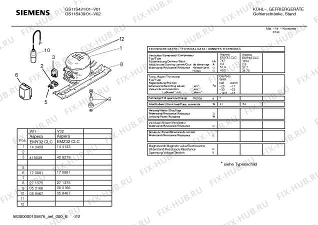 Взрыв-схема холодильника Siemens GS11S421 - Схема узла 02