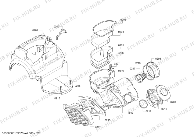 Взрыв-схема пылесоса Bosch BGS42242 Bosch Runn'n - Схема узла 02