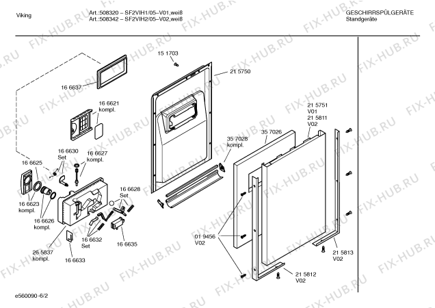Схема №4 SF2VIH1 с изображением Передняя панель для посудомоечной машины Bosch 00362641