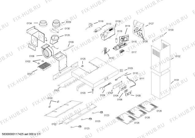 Схема №1 4MEB60 с изображением Инструкция по установке/монтажу для электровытяжки Bosch 00590383