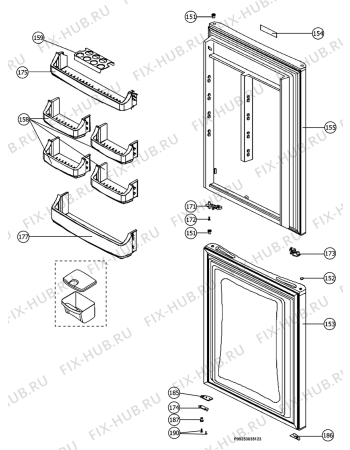 Взрыв-схема холодильника Zanussi ZRB434WO - Схема узла Door 003