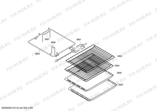 Схема №3 B4540E0FN с изображением Вставка для электропечи Bosch 00606853