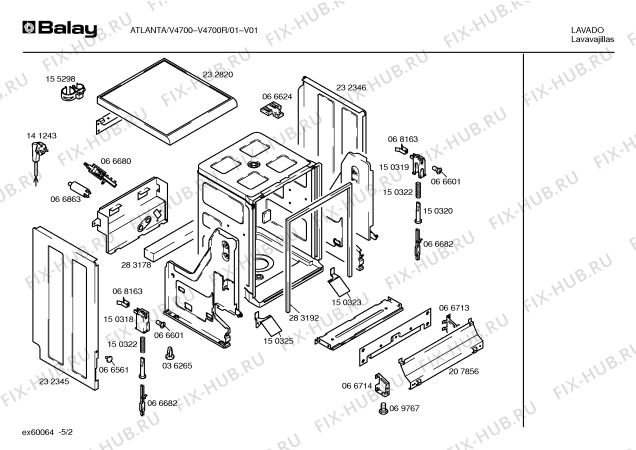 Взрыв-схема посудомоечной машины Balay V4700R ATLANTA V4700 - Схема узла 02