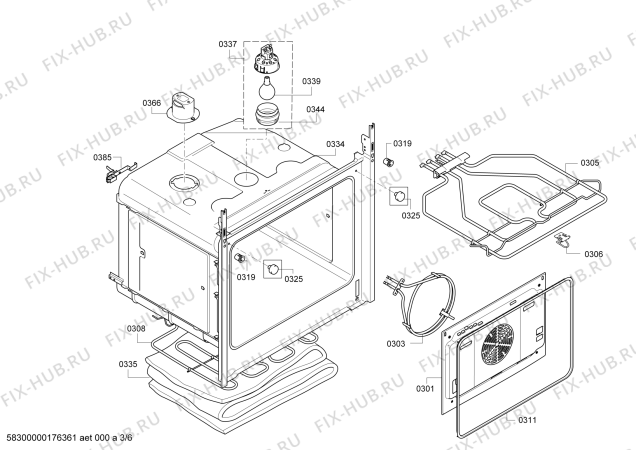 Взрыв-схема плиты (духовки) Bosch HBG33B250 Bosch - Схема узла 03