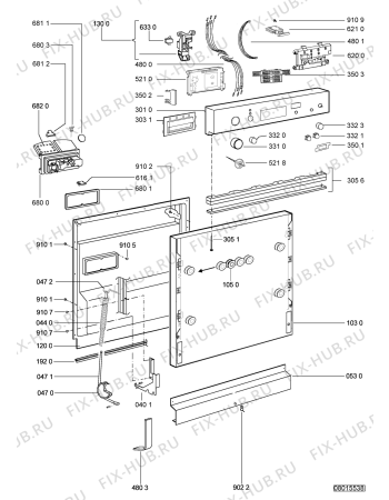 Схема №1 ADG 681 IX с изображением Панель для электропосудомоечной машины Whirlpool 480140101619