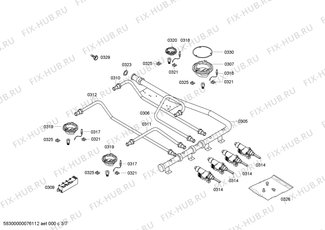 Взрыв-схема плиты (духовки) Bosch HSW422020L - Схема узла 03