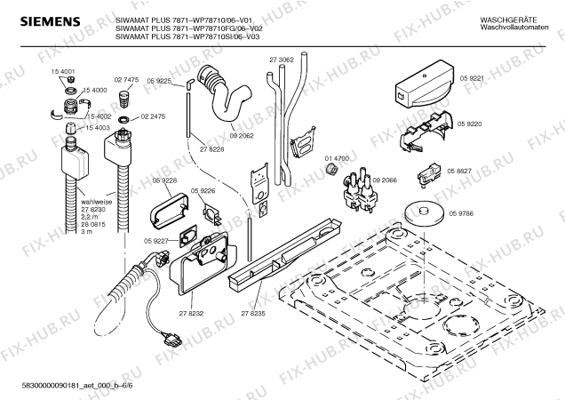 Схема №5 WP78210FG SIWAMAT PLUS 7821 с изображением Вкладыш в панель для стиралки Siemens 00278447