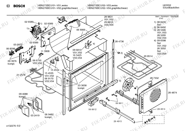 Взрыв-схема плиты (духовки) Bosch HBN272BEU - Схема узла 02