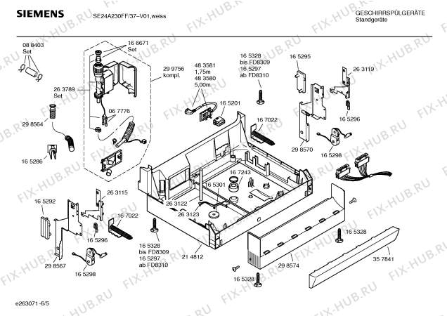 Схема №5 SE24A230FF с изображением Передняя панель для посудомоечной машины Siemens 00369488