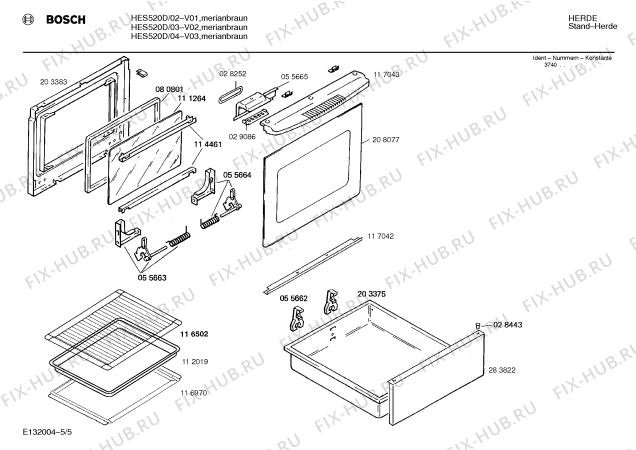 Схема №3 HES520D с изображением Инструкция по эксплуатации для электропечи Bosch 00514956