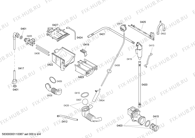 Взрыв-схема стиральной машины Bosch WFO2461FE -Maxx 1200 - Схема узла 04