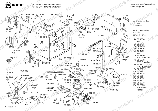 Схема №2 S4143W0 SI 145 с изображением Панель для посудомоечной машины Bosch 00289018