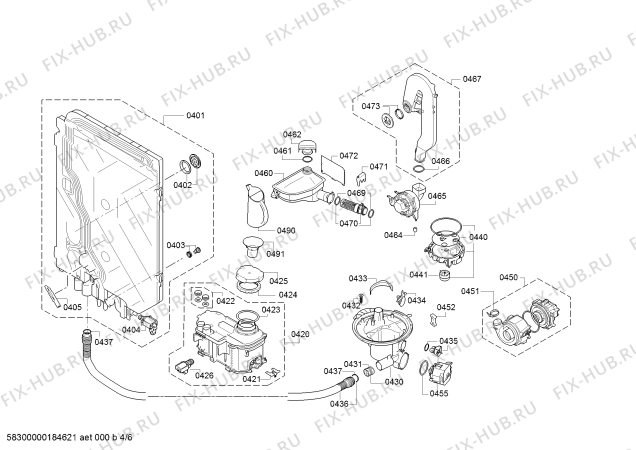 Взрыв-схема посудомоечной машины Siemens SN46M292SK - Схема узла 04