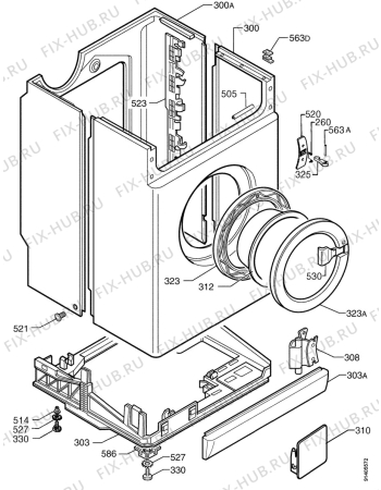 Взрыв-схема стиральной машины Husqvarna Electrolux QW1202H - Схема узла Cabinet + armatures