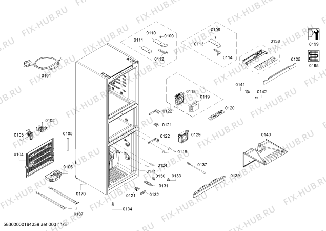 Схема №1 KG28FA2SPC с изображением Дверь для холодильной камеры Siemens 00714135