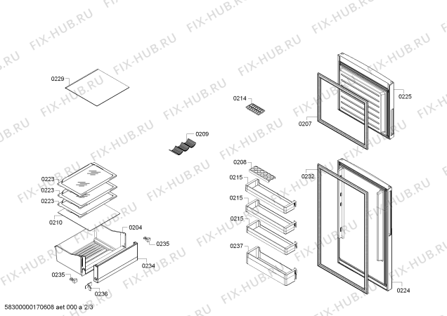 Схема №2 3FSW2300 с изображением Крышка для холодильной камеры Bosch 00751132