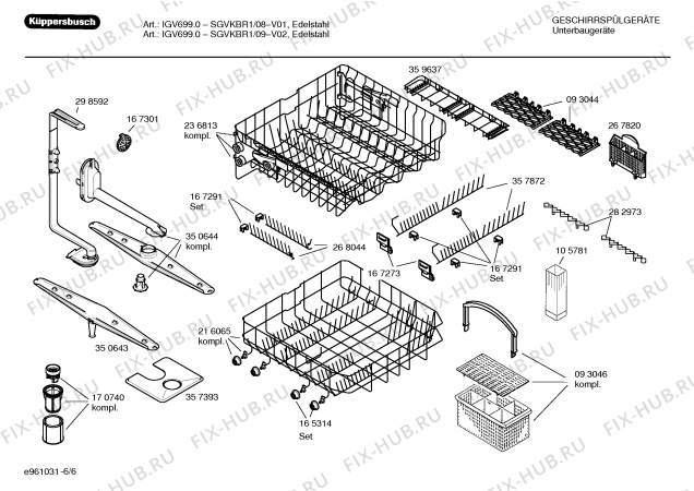 Взрыв-схема посудомоечной машины Kueppersbusch SGVKBR1 IGV699.0 - Схема узла 06