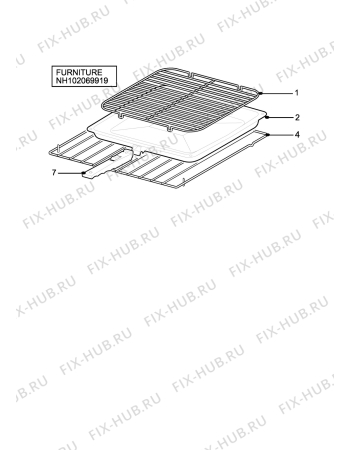 Взрыв-схема плиты (духовки) Electrolux EBUSS - Схема узла H10 Furniture