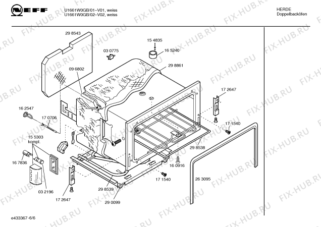 Взрыв-схема плиты (духовки) Neff U1661W0GB - Схема узла 06