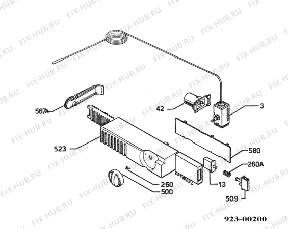 Взрыв-схема холодильника Electrolux ER2323P - Схема узла Thermostat