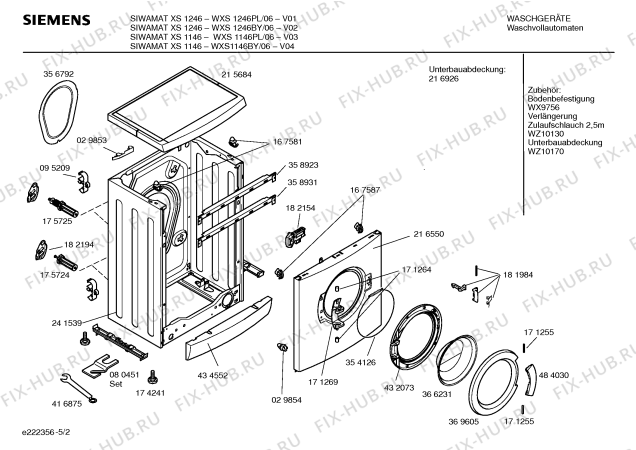 Схема №3 WXS1146PL SIEMENS SIWAMAT XS1146 с изображением Инструкция по установке и эксплуатации для стиралки Siemens 00586953