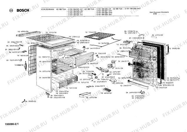 Схема №1 0701184316 KS180KA с изображением Уплотнитель двери для холодильной камеры Bosch 00191160