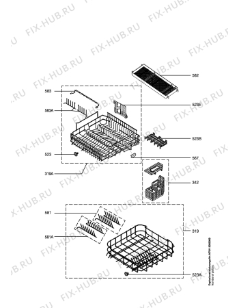 Взрыв-схема посудомоечной машины Privileg PRO96000I-M10388 - Схема узла Baskets, tubes 061