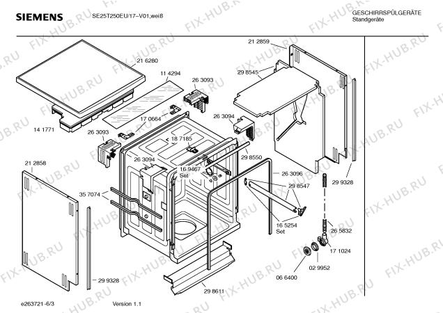 Схема №3 SE26T250EU с изображением Инструкция по эксплуатации для посудомойки Siemens 00590143