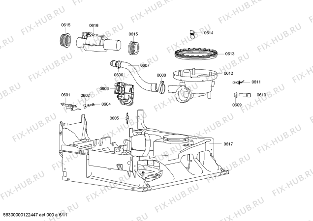 Схема №4 SM65E330CH с изображением Корпус для посудомоечной машины Siemens 00642962