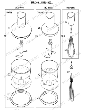 Взрыв-схема блендера (миксера) BRAUN Multiquick 3 MR 320 Spaghetti - Схема узла 3