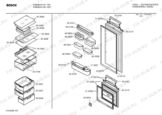 Взрыв-схема холодильника Bosch KIM28441 - Схема узла 02