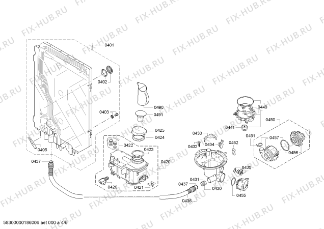 Взрыв-схема посудомоечной машины Bosch SGE68U55UC SilencePlus 44dBA - Схема узла 04