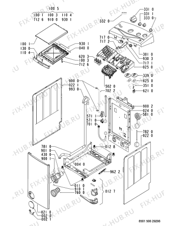 Схема №1 AWA 5069 с изображением Обшивка для стиралки Whirlpool 481245215595